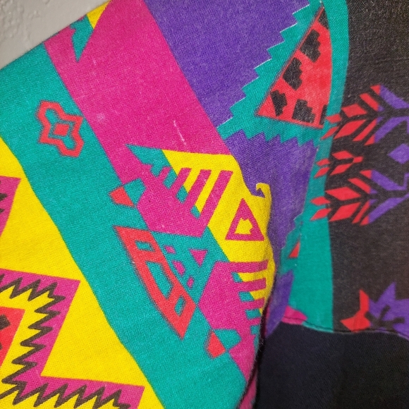 Vtg 80s 90s Wild West Colorful Western  Bib Womens Shirt Aztec Print USA Medium - Picture 6 of 8